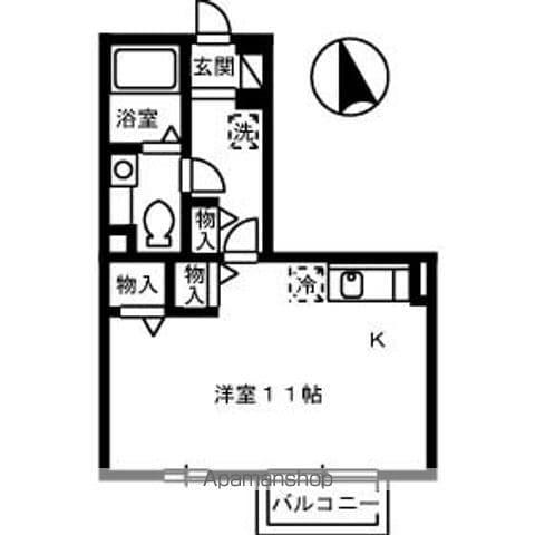エスポワール(ワンルーム/2階)の間取り写真