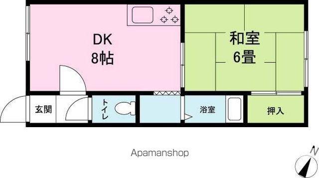 第2ロイヤルマンション(1DK/2階)の間取り写真