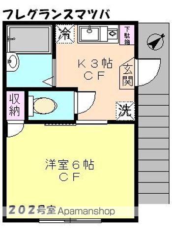 フレグランスマツバ(1K/2階)の間取り写真