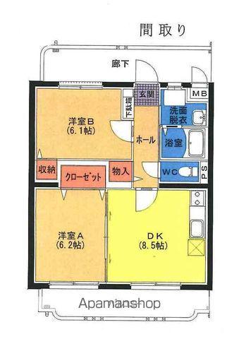 ユーミーやまいち(2DK/3階)の間取り写真