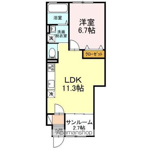 グランヒル八山田 II(1LDK/1階)の間取り写真