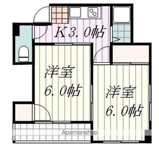 竹田ビル(2K/2階)の間取り写真