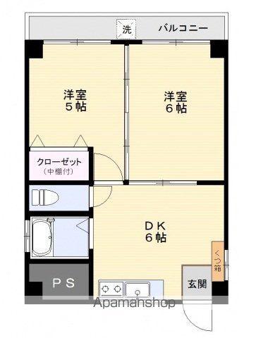 平岡ビル(2DK/3階)の間取り写真