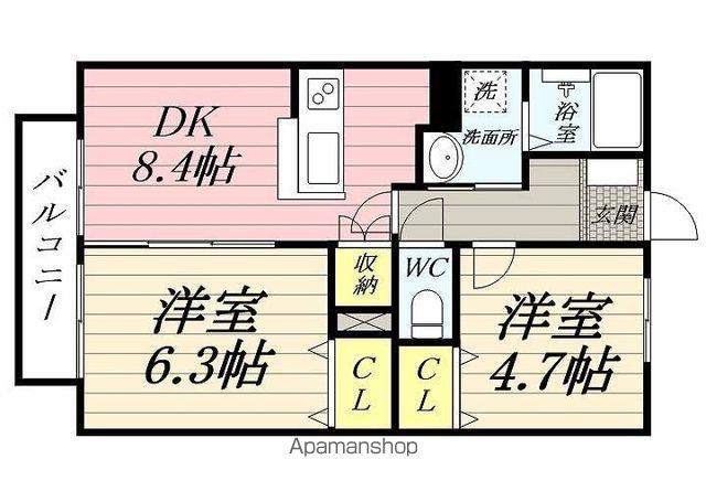 ディア・ロードTN(2DK/2階)の間取り写真