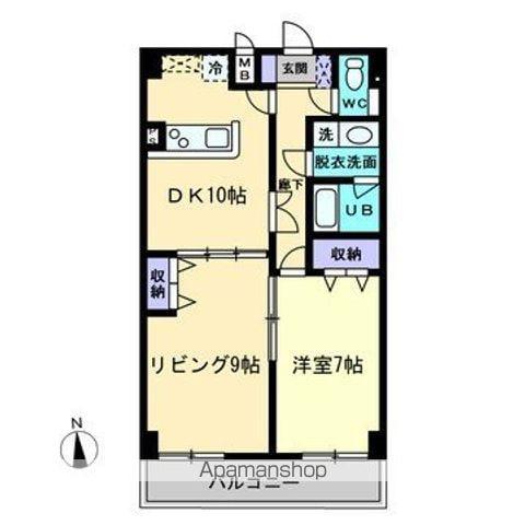 AXⅠS空港通(2DK/9階)の間取り写真