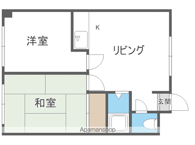 南郷ハイツ.イレブン(2DK/2階)の間取り写真