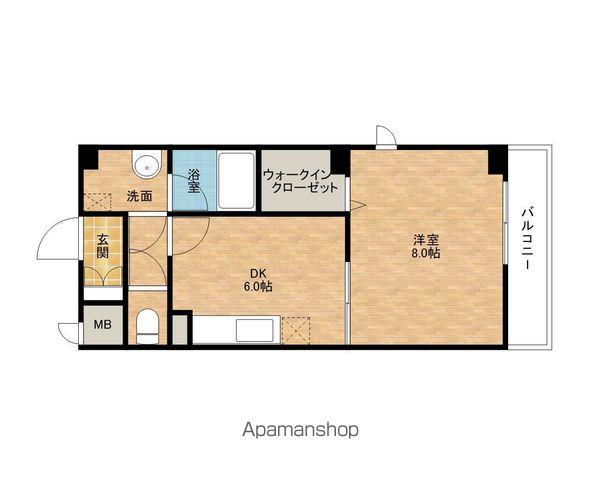 エバーヒルズ(1DK/1階)の間取り写真