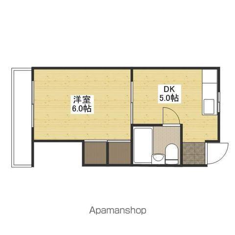 和秀舟入本町ビル(1DK/5階)の間取り写真