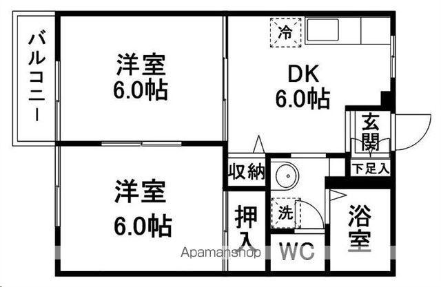 ダイヤハイツ水の森(2DK/1階)の間取り写真