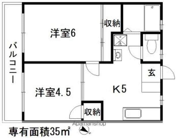 サンヒルズ寺尾Ⅲ(2K/1階)の間取り写真