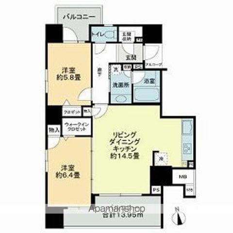 D クラディア八王子(2LDK/4階)の間取り写真