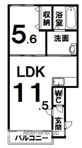 グラシアス帯広(1LDK/2階)の間取り写真