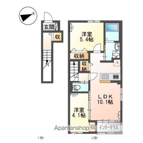 取手市本郷4丁目アパート(2LDK/2階)の間取り写真