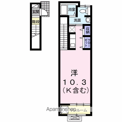 マロンⅡ(1K/2階)の間取り写真