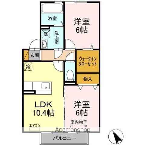 ルミエールD(2LDK/2階)の間取り写真