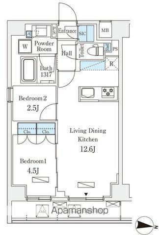ラティエラ中野新井(2LDK/4階)の間取り写真