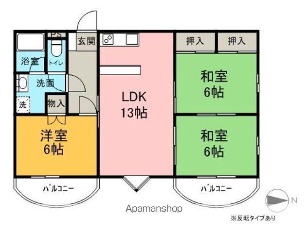 マンションモトマチ(3LDK/1階)の間取り写真
