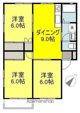 ルーミー甲府46号館(3DK/2階)の間取り写真