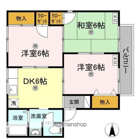 セジュールKEI A/B棟 B(3DK/1階)の間取り写真