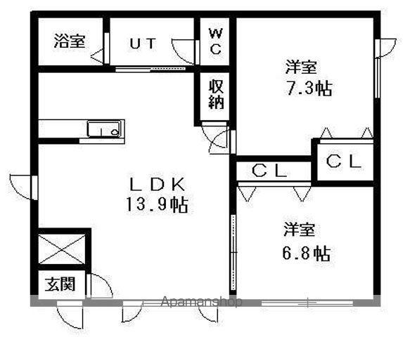 シティハイムルシオン(2LDK/2階)の間取り写真