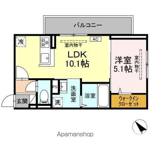 ディアライズ北山(1LDK/3階)の間取り写真