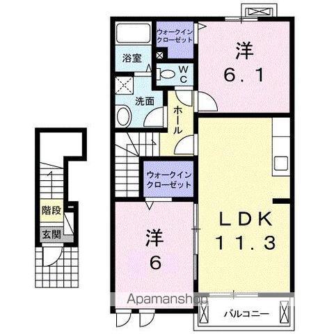 ベル・メゾン鶴市B(2LDK/2階)の間取り写真