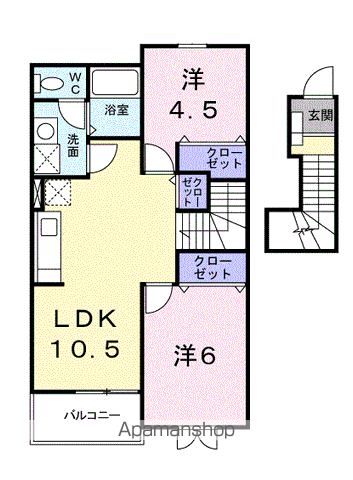 ノエルエスポワールB(2LDK/2階)の間取り写真