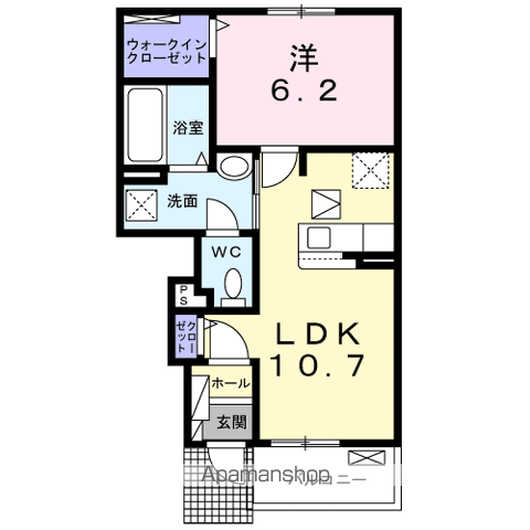 SK パレス(1LDK/1階)の間取り写真