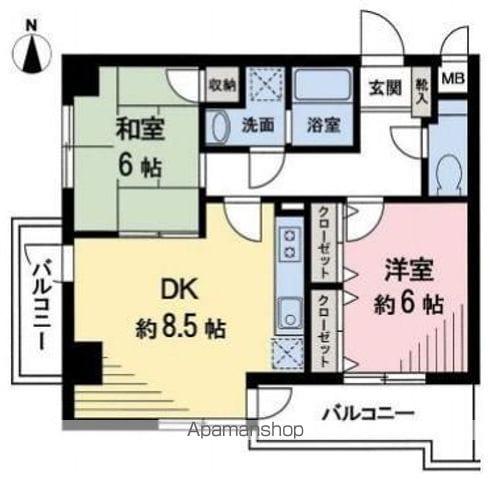 サンパレスサギノミヤ(2DK/6階)の間取り写真