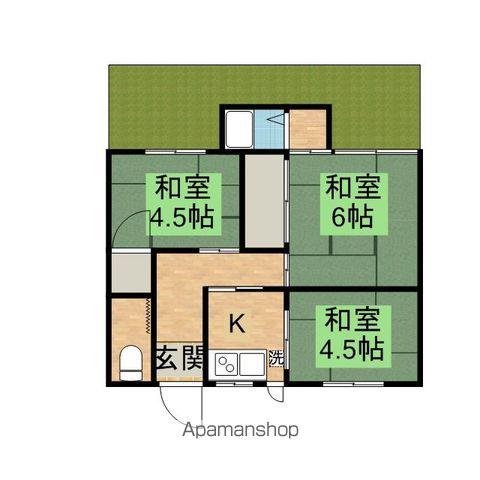 伊予鉄道環状線 萱町６丁目駅 徒歩9分 1階建 築42年(3K)の間取り写真