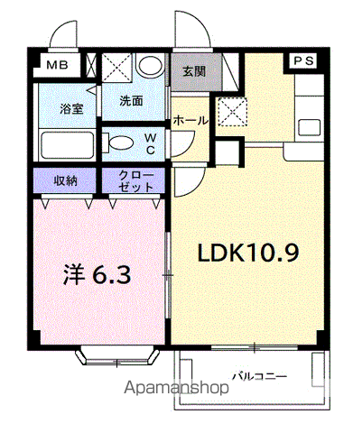 ベル・ソレイユB(1LDK/3階)の間取り写真