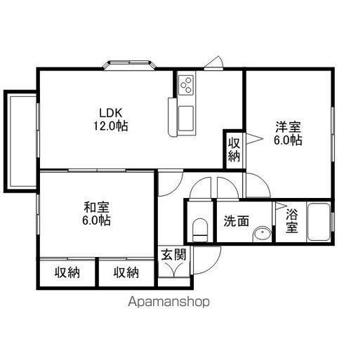 ファインヒルズ(2LDK/2階)の間取り写真