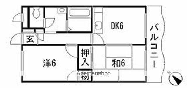 サンライフハヤカツ(2DK/2階)の間取り写真