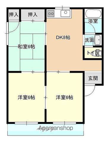 コーポ鴨島(3DK/2階)の間取り写真