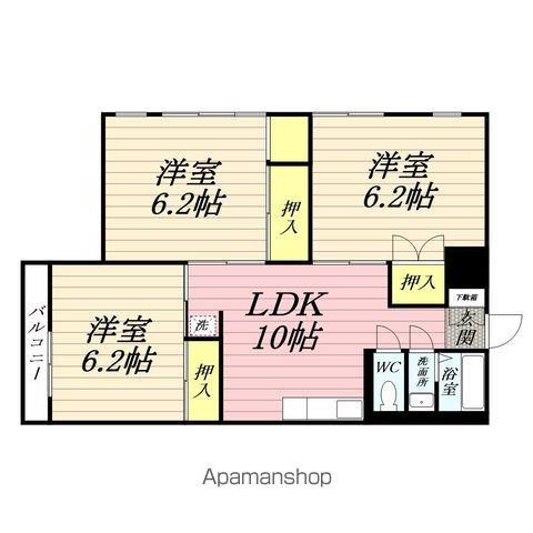 ライオンズマンション川崎第2(3LDK/4階)の間取り写真