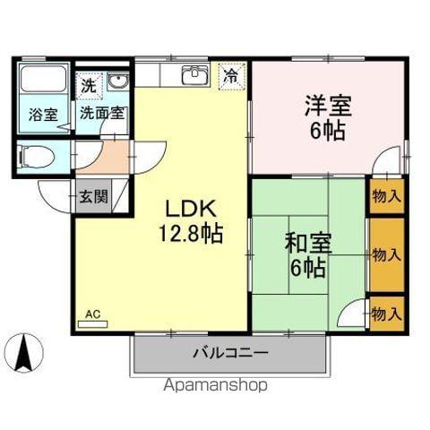 カーサ・フォンテーヌ C棟(2LDK/1階)の間取り写真