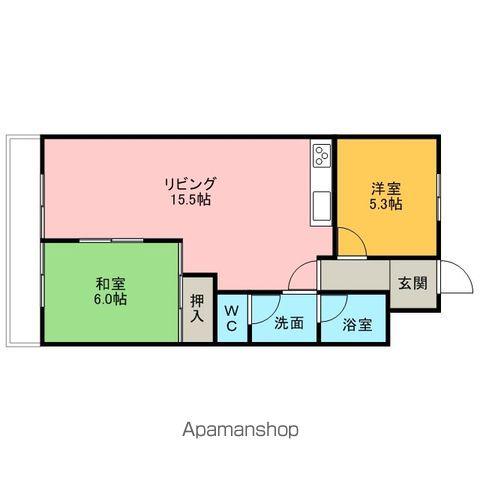 セゾンプランドール晴丘(2LDK/2階)の間取り写真