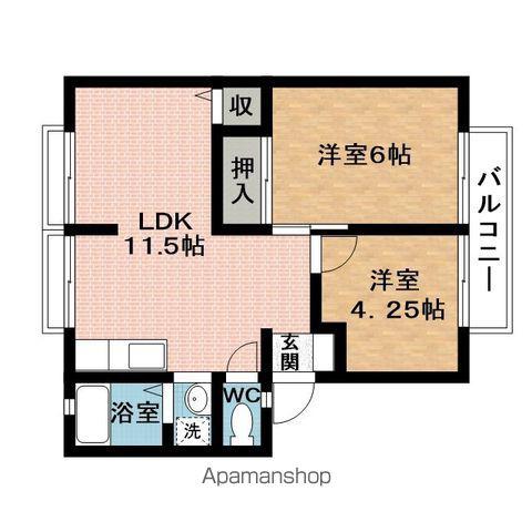 ロイヤルヒルズ2番館(2LDK/1階)の間取り写真