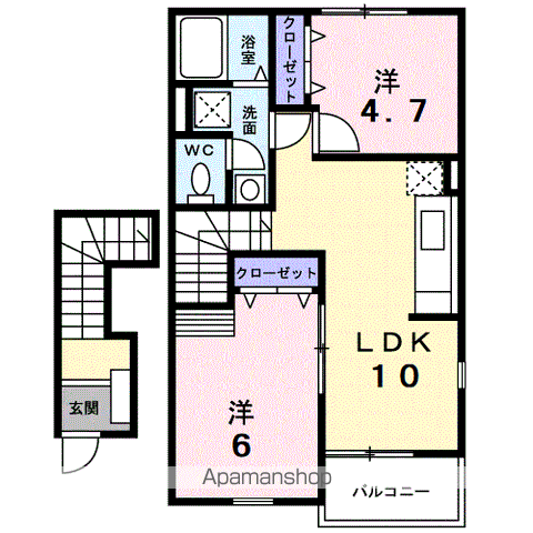 セント・ポーンズC(2LDK/2階)の間取り写真