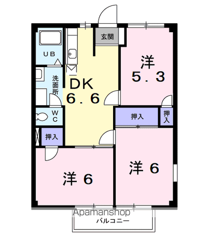 アミスターB(3DK/1階)の間取り写真