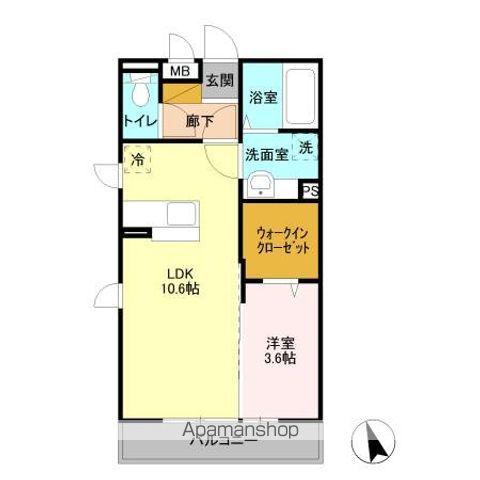 ウィステリア(1LDK/3階)の間取り写真