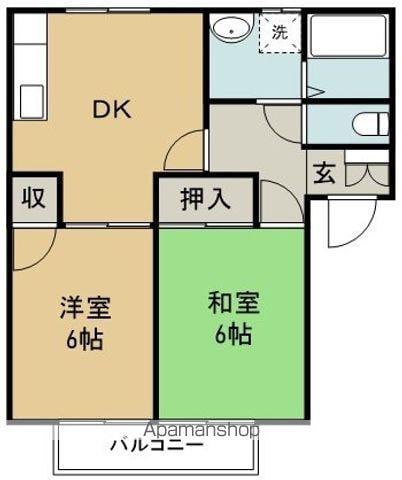 フレグランス名東B(2DK/2階)の間取り写真