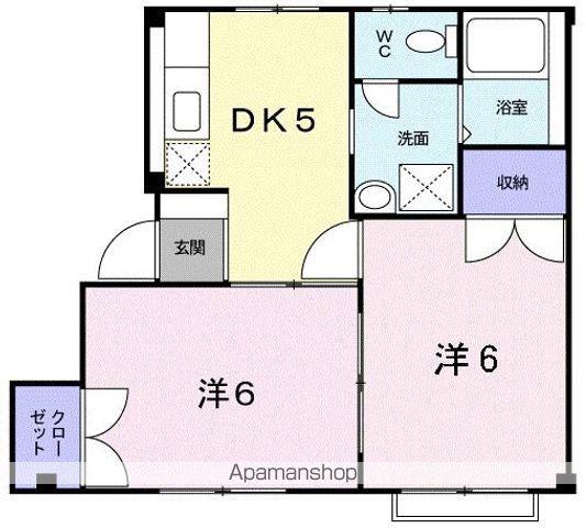 ドミール新宮F(2DK/2階)の間取り写真