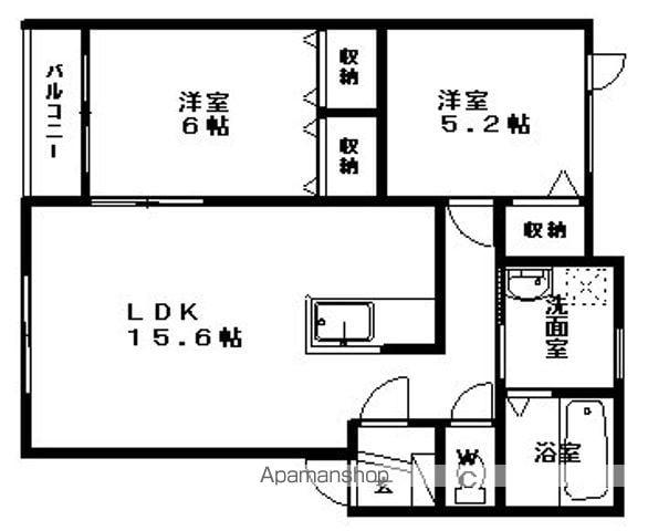 ラ・ポレール新緑N(2LDK/1階)の間取り写真