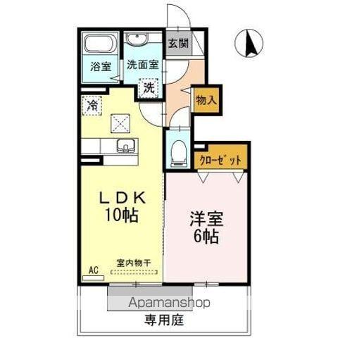 グランツ松島D(1LDK/1階)の間取り写真