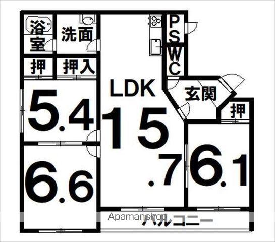 クレセール(3LDK/1階)の間取り写真