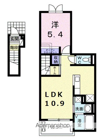 パストーソⅡ(1LDK/2階)の間取り写真