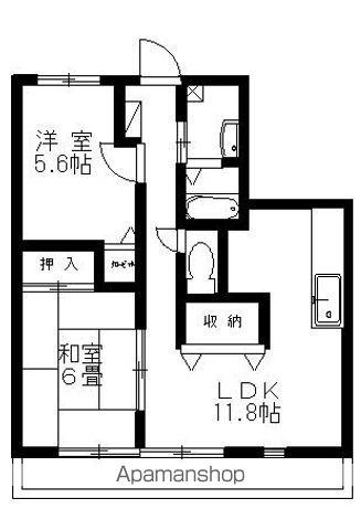 フォブール八幡(2LDK/1階)の間取り写真
