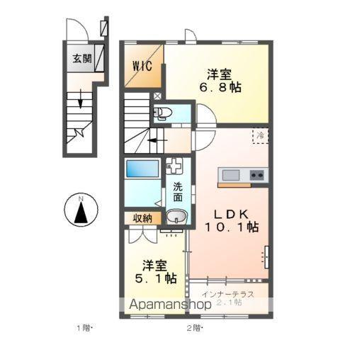 セレーノⅡ(2LDK/2階)の間取り写真