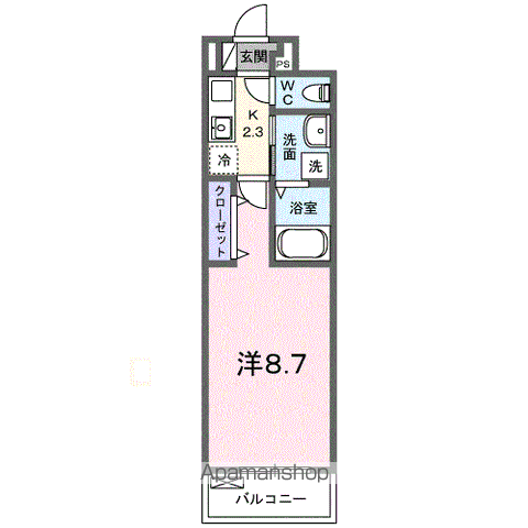 東山町アパート(1K/3階)の間取り写真